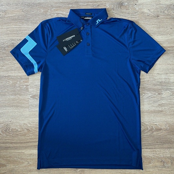 Men’s J. Lindeberg Estate Blue Heath Regular Fit Polo Golf T-Shirt Small NWT NEW - Picture 2 of 9